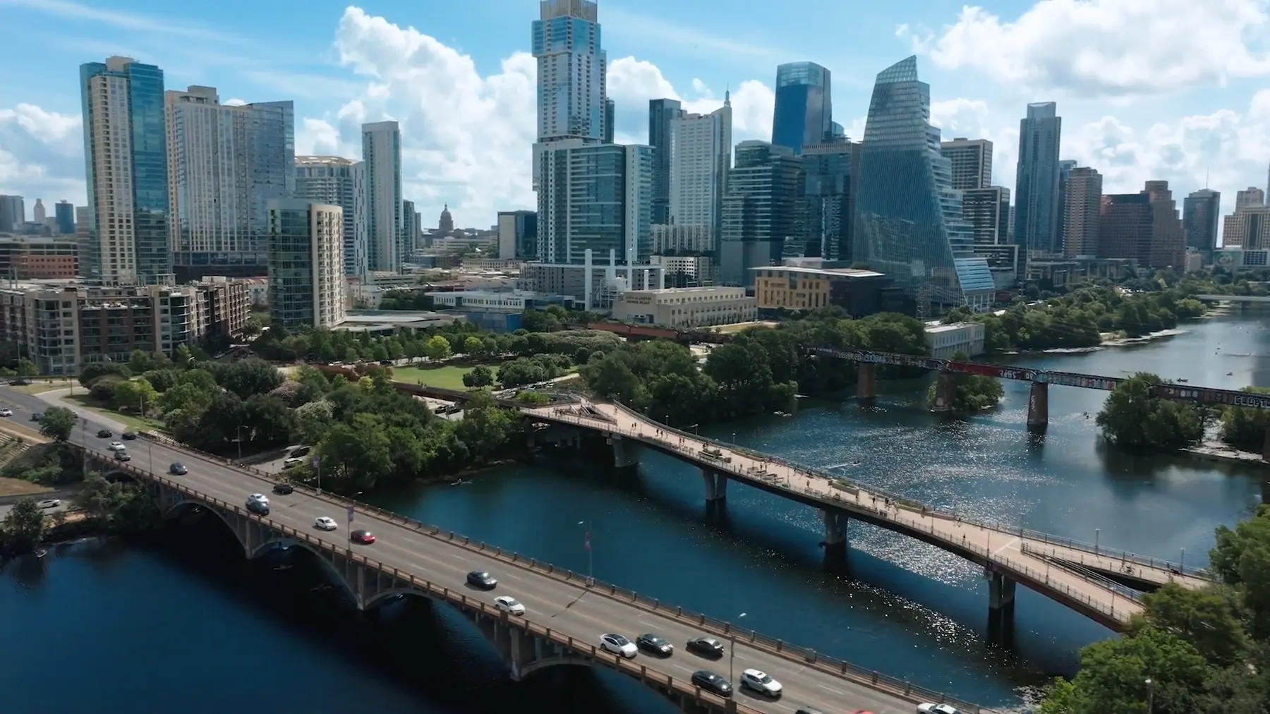 The Austin skyline over Lady Bird Lake
